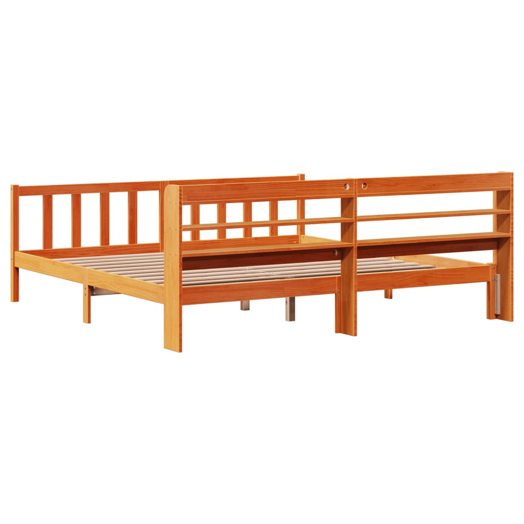 vidaXL Estructura cama con cabecero madera pino marrón cera 180x200 cm