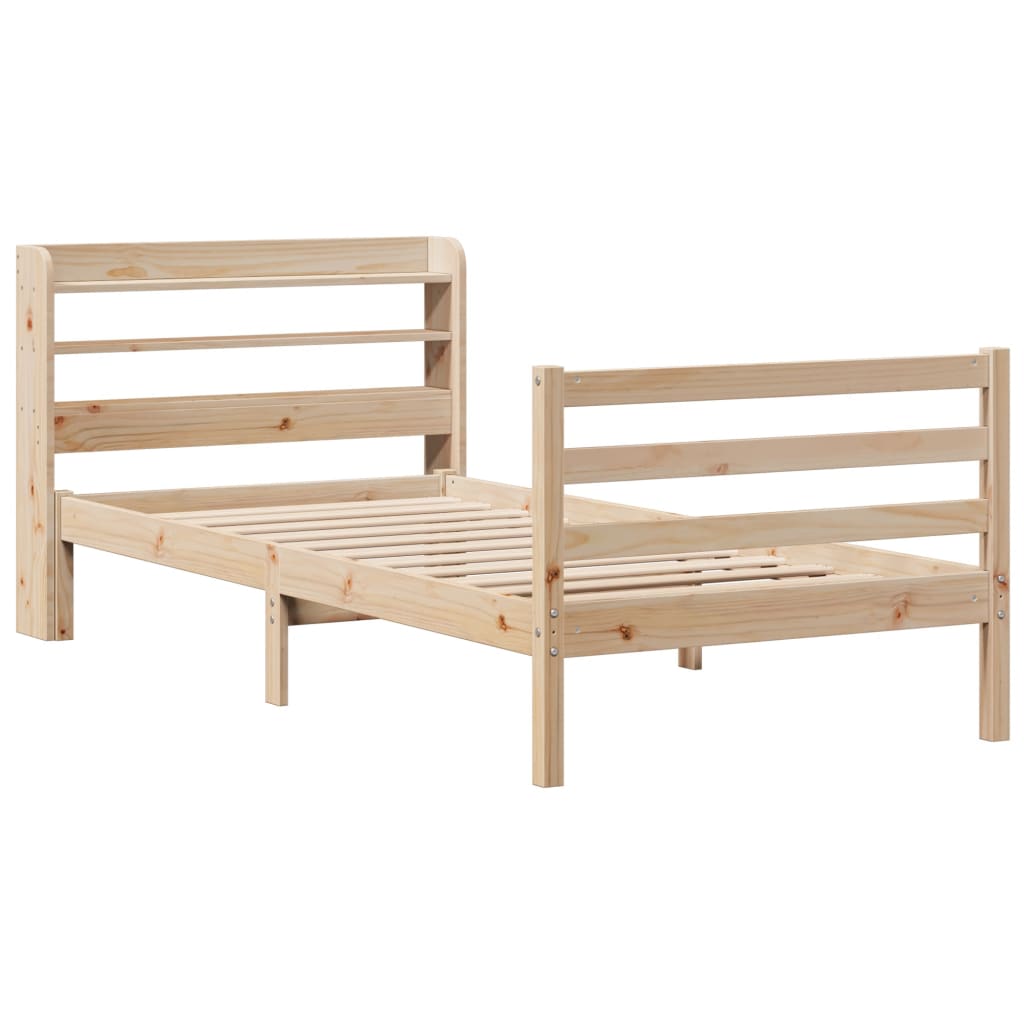 vidaXL Estructura de cama con cabecero madera maciza pino 75x190 cm