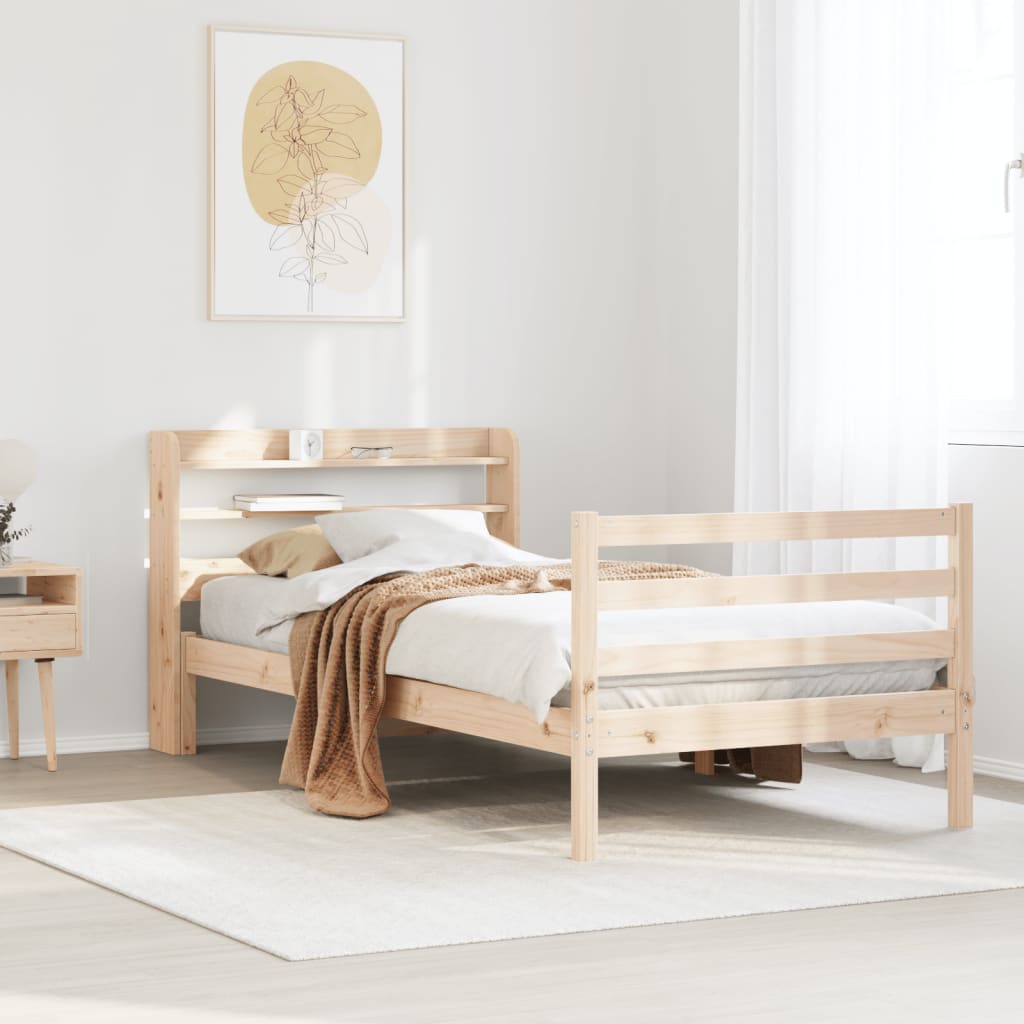 vidaXL Estructura de cama con cabecero madera maciza pino 75x190 cm