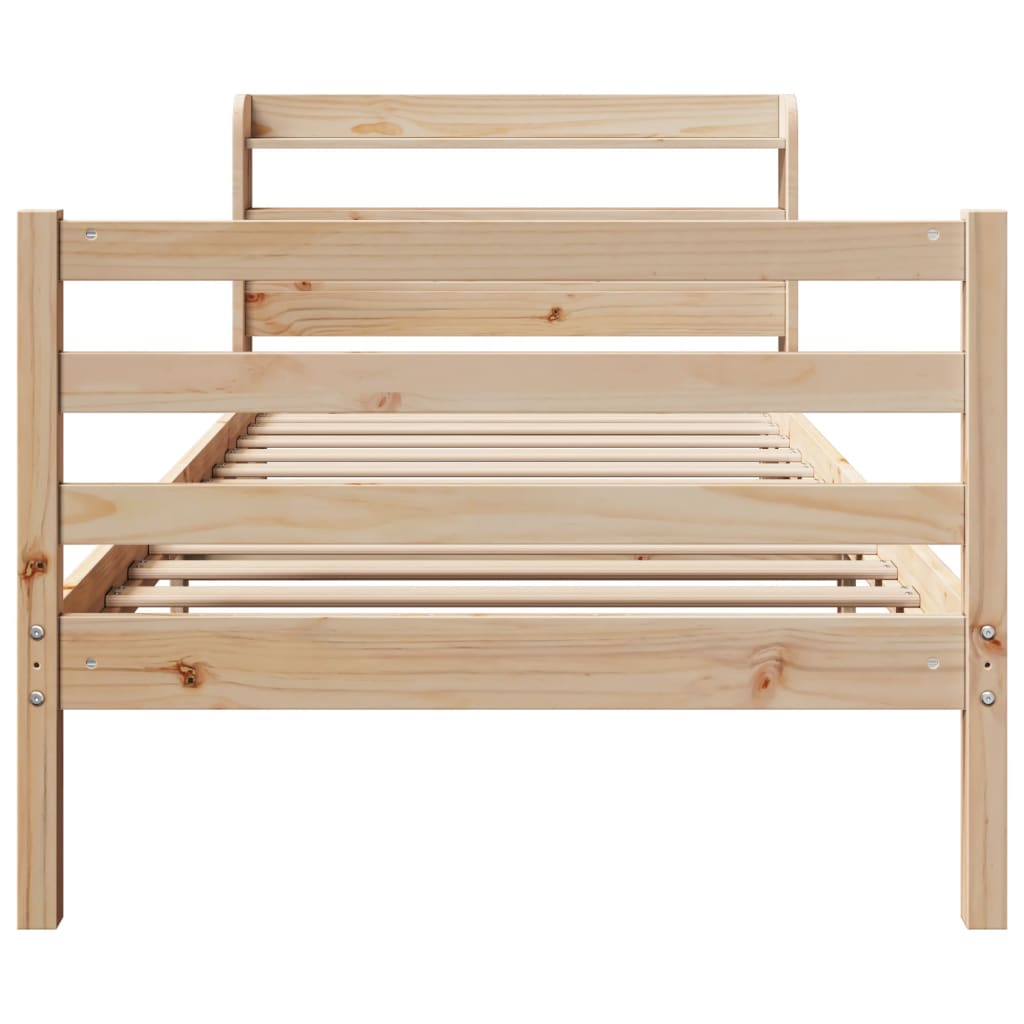 vidaXL Estructura de cama con cabecero madera maciza pino 75x190 cm