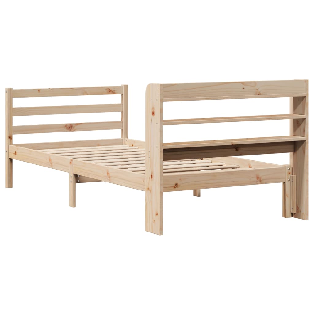 vidaXL Estructura de cama con cabecero madera maciza pino 75x190 cm