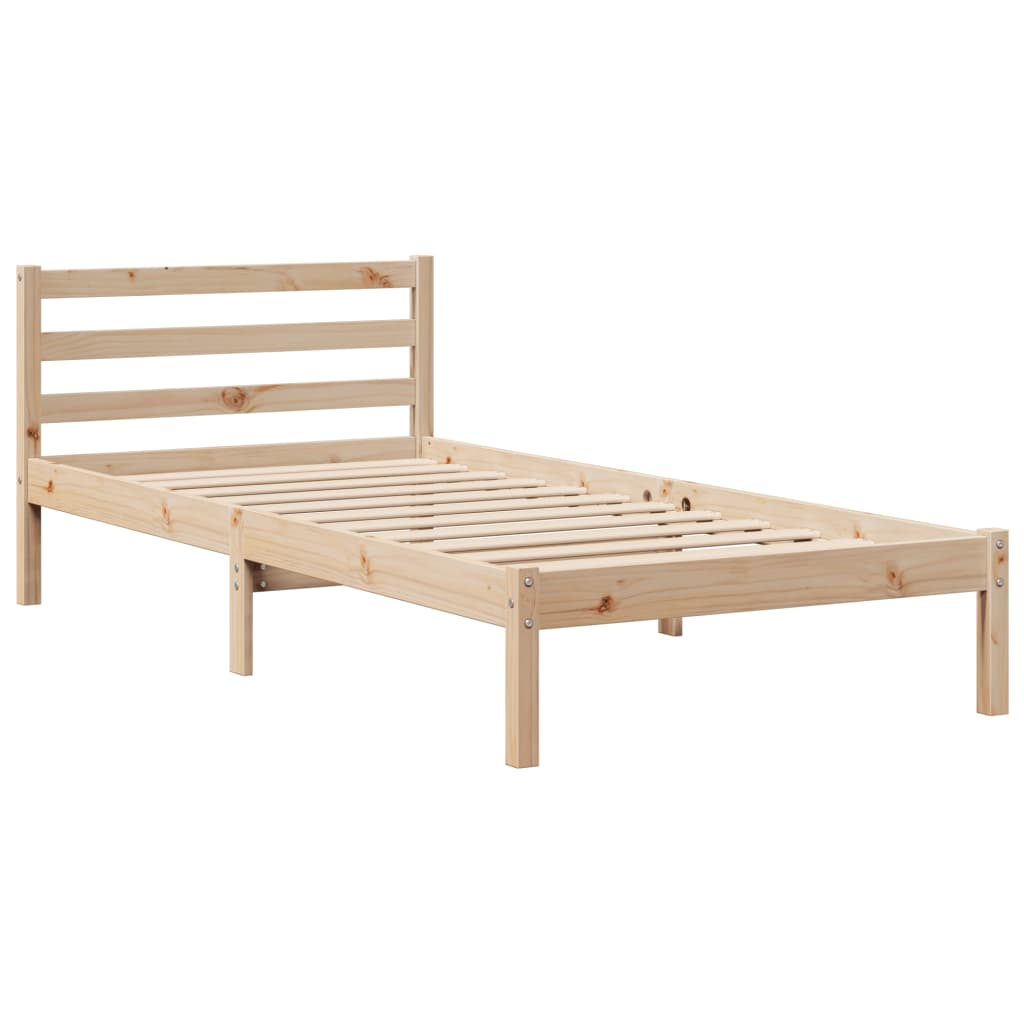 vidaXL Estructura de cama con cabecero madera maciza pino 75x190 cm