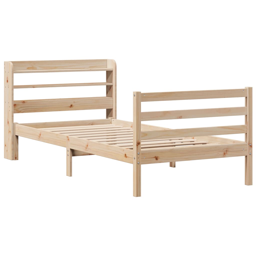 vidaXL Estructura de cama con cabecero madera maciza pino 90x190 cm