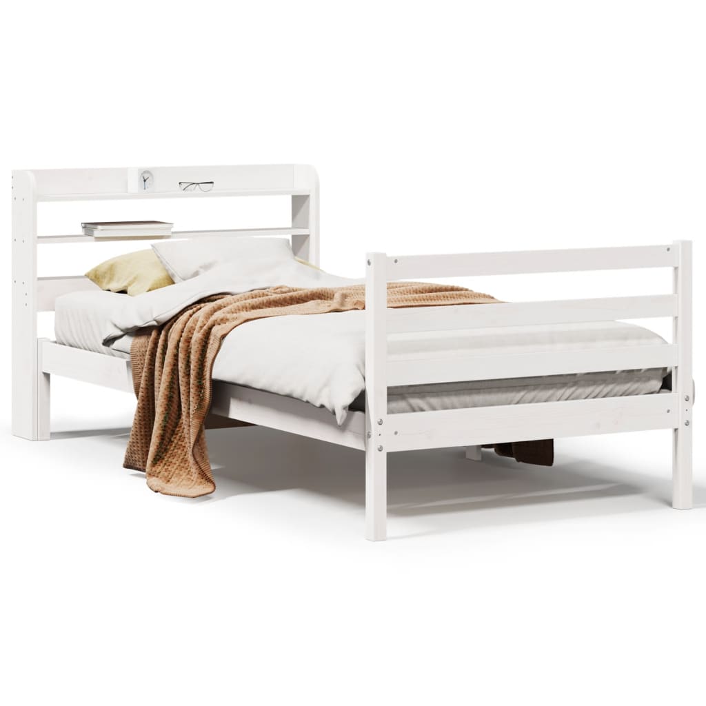 vidaXL Estructura de cama con cabecero sin colchón blanco 90x190 cm