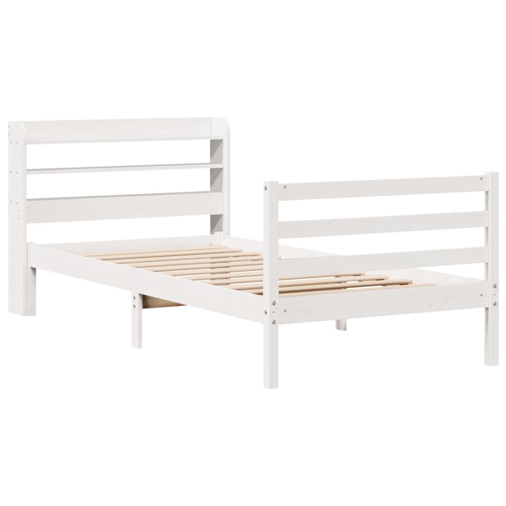 vidaXL Estructura de cama con cabecero sin colchón blanco 90x190 cm