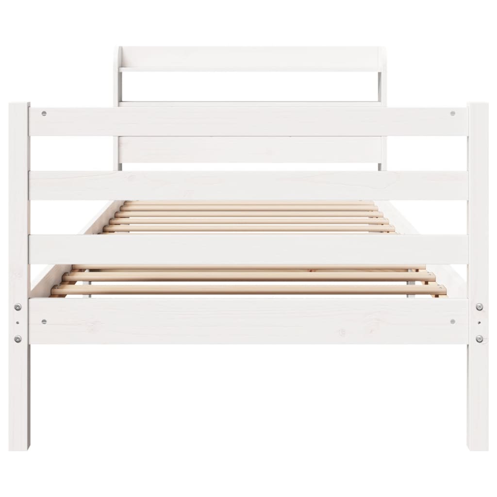 vidaXL Estructura de cama con cabecero sin colchón blanco 90x190 cm