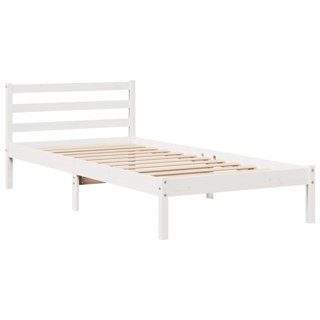 vidaXL Estructura de cama con cabecero sin colchón blanco 90x190 cm