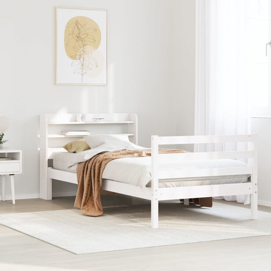 vidaXL Estructura de cama con cabecero sin colchón blanco 90x190 cm