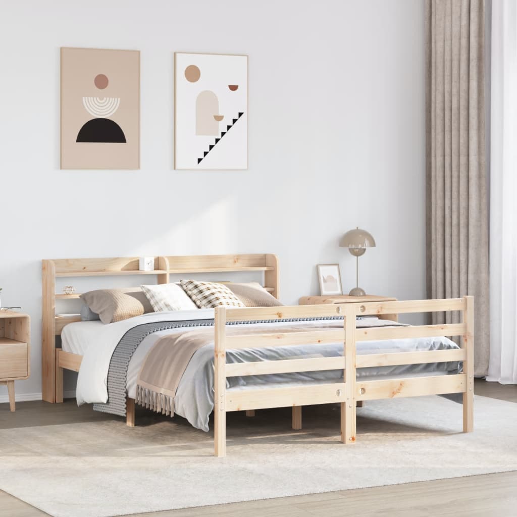 vidaXL Estructura de cama con cabecero madera maciza pino 120x190 cm