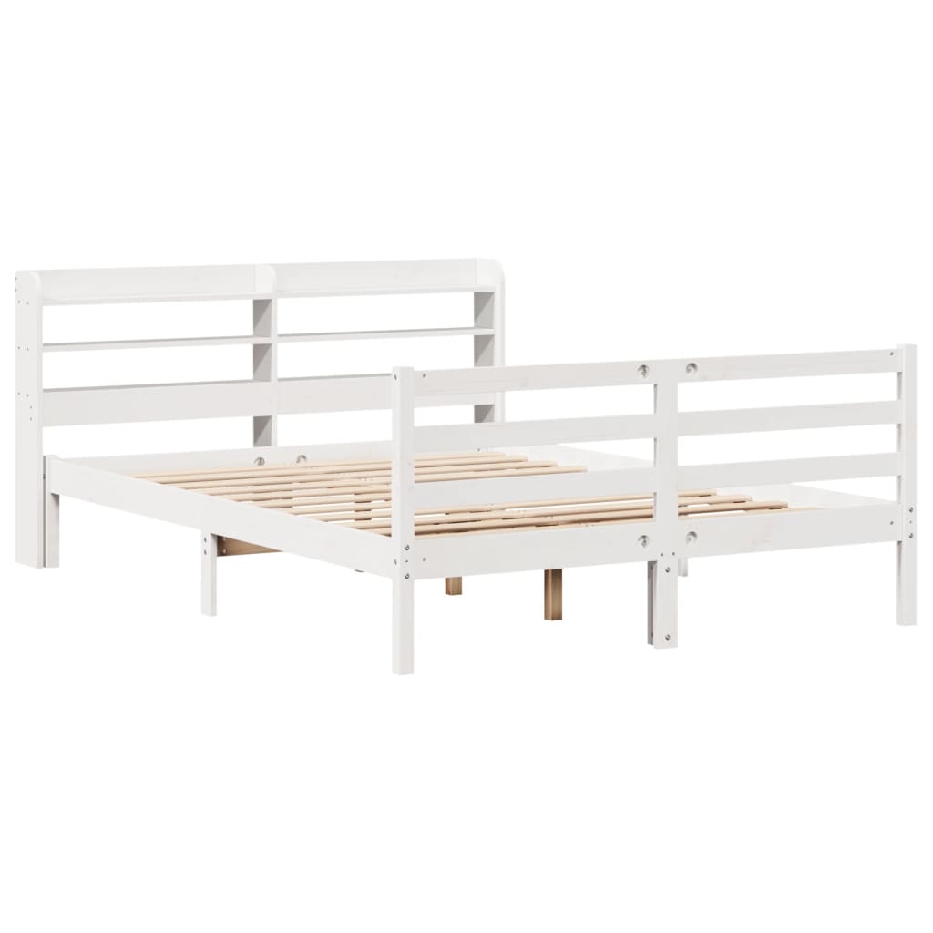 vidaXL Estructura de cama con cabecero madera pino blanco 120x190 cm