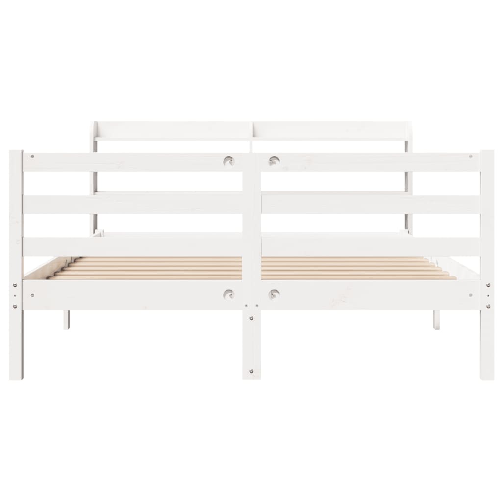 vidaXL Estructura de cama con cabecero madera pino blanco 120x190 cm