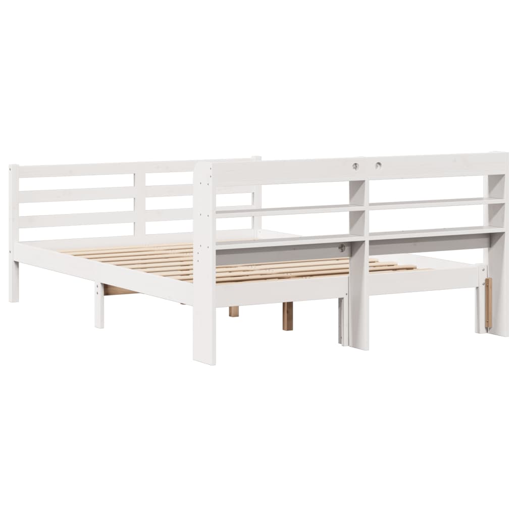 vidaXL Estructura de cama con cabecero madera pino blanco 120x190 cm