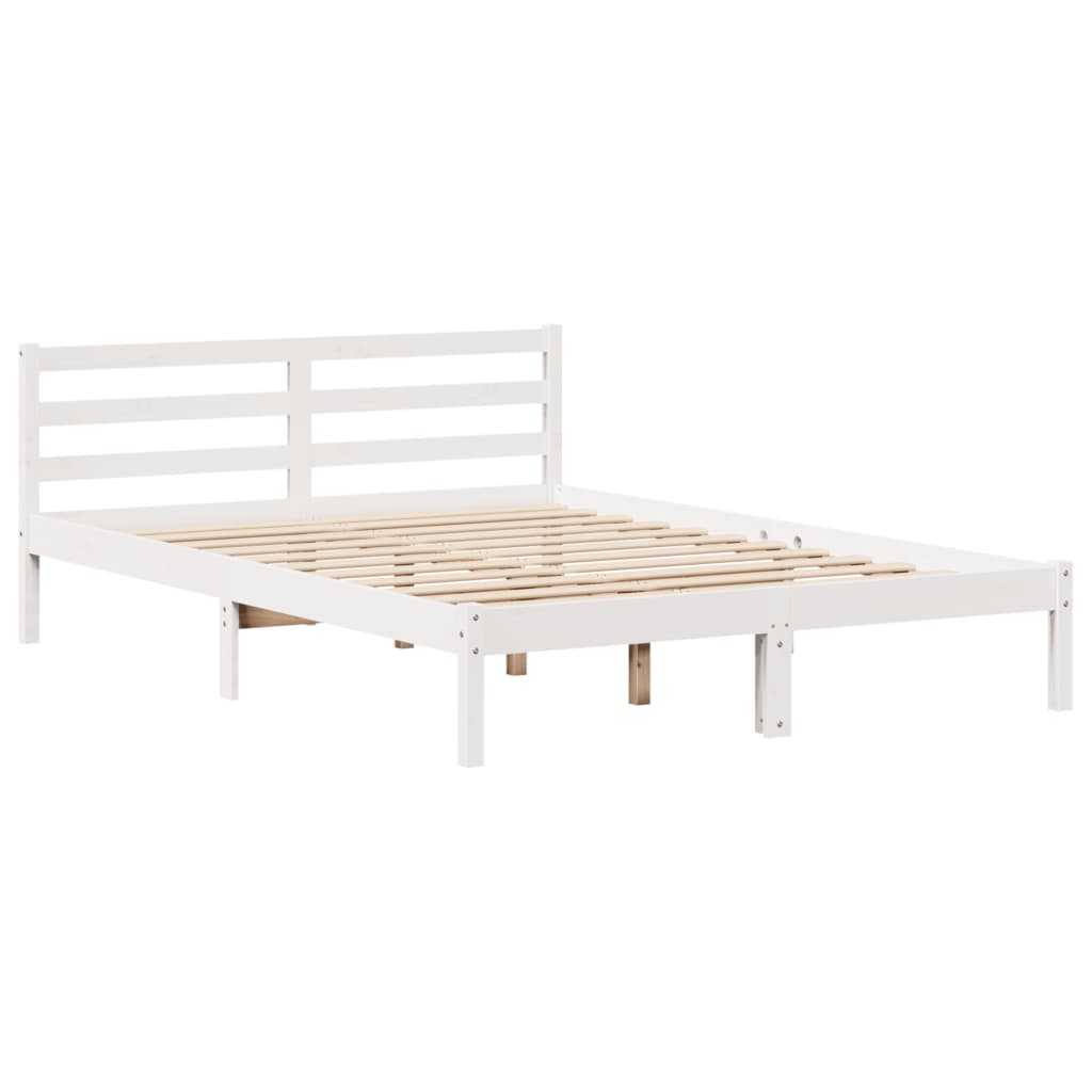 vidaXL Estructura de cama con cabecero madera pino blanco 120x190 cm