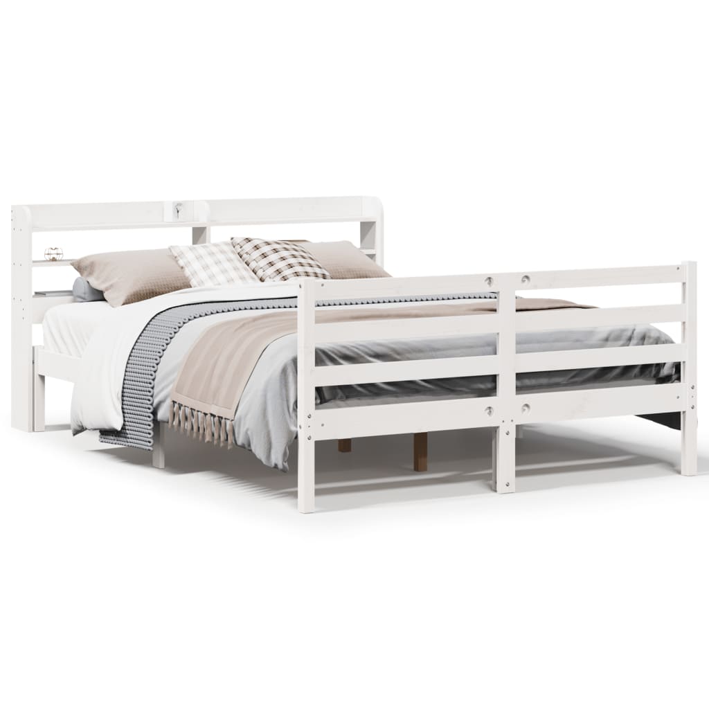 vidaXL Estructura de cama con cabecero madera pino blanco 120x190 cm