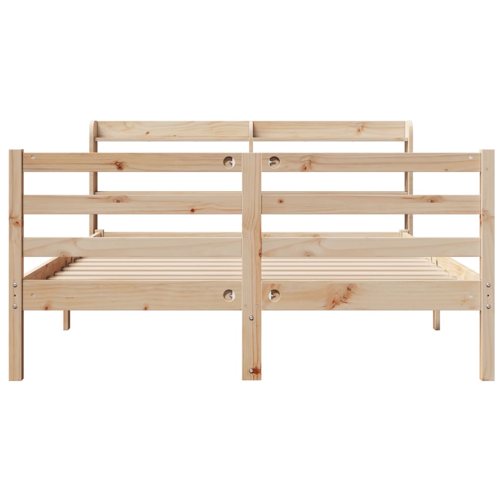 vidaXL Estructura de cama con cabecero madera maciza pino 135x190 cm