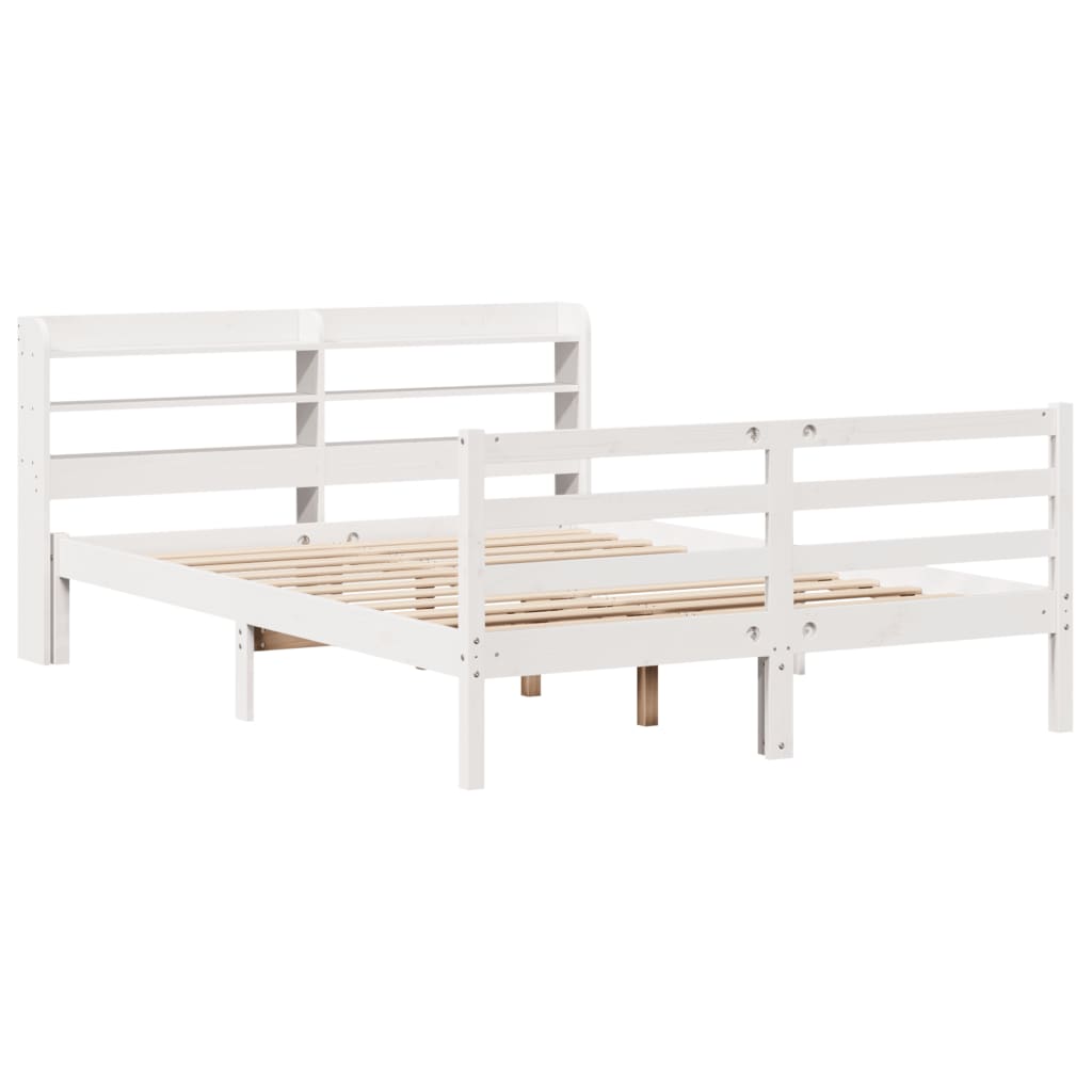 vidaXL Estructura de cama con cabecero sin colchón blanco 140x190 cm