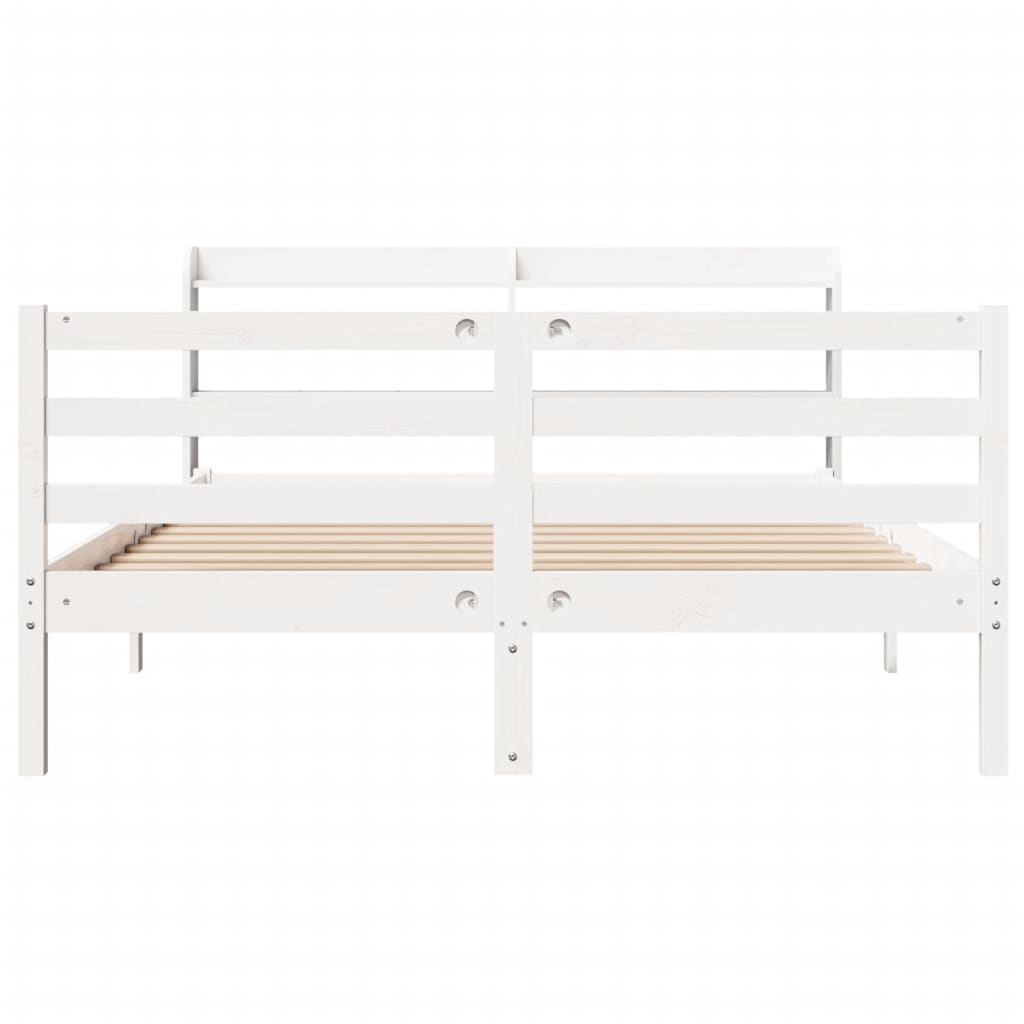 vidaXL Estructura de cama con cabecero sin colchón blanco 140x190 cm