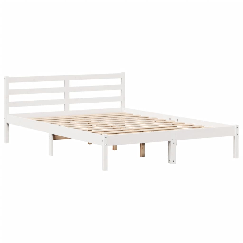 vidaXL Estructura de cama con cabecero sin colchón blanco 140x190 cm