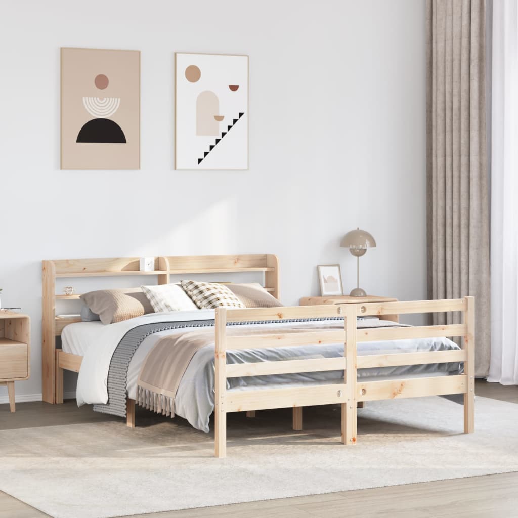 vidaXL Estructura de cama con cabecero madera maciza pino 160x200 cm