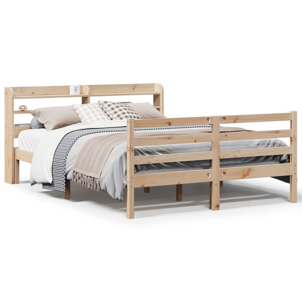 vidaXL Estructura de cama con cabecero madera maciza pino 160x200 cm