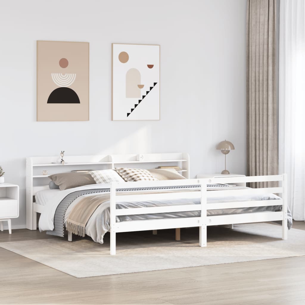 vidaXL Estructura de cama con cabecero sin colchón blanco 200x200 cm