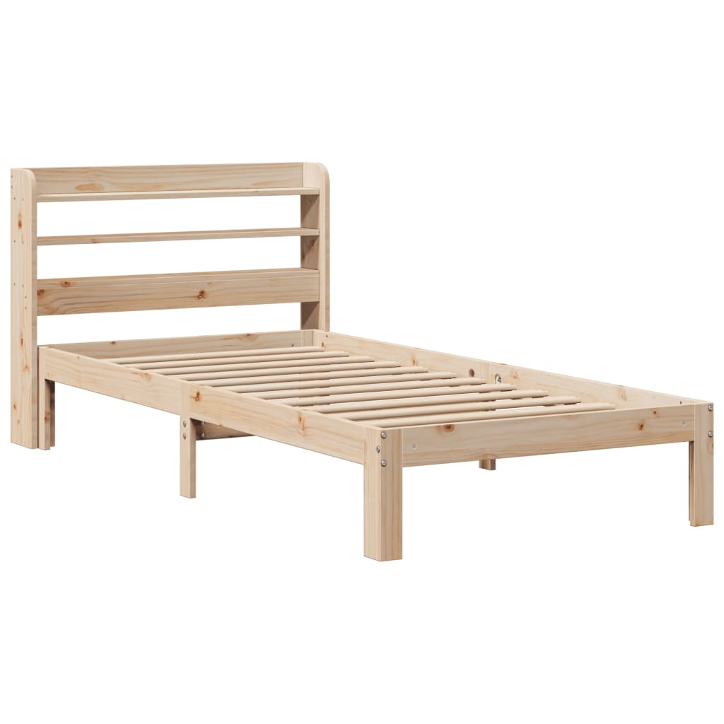 vidaXL Estructura de cama con cabecero madera maciza pino 75x190 cm