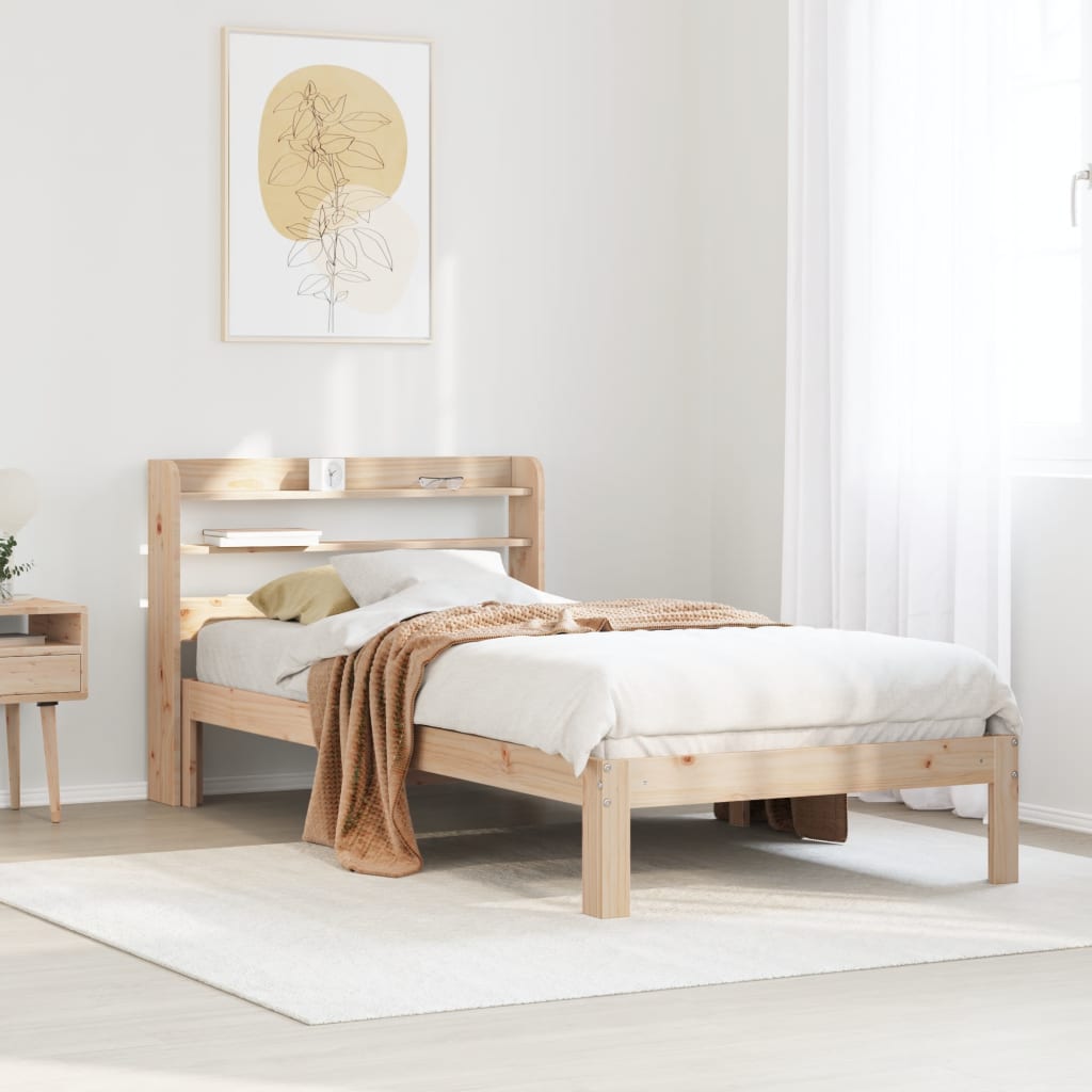 vidaXL Estructura de cama con cabecero madera maciza pino 75x190 cm