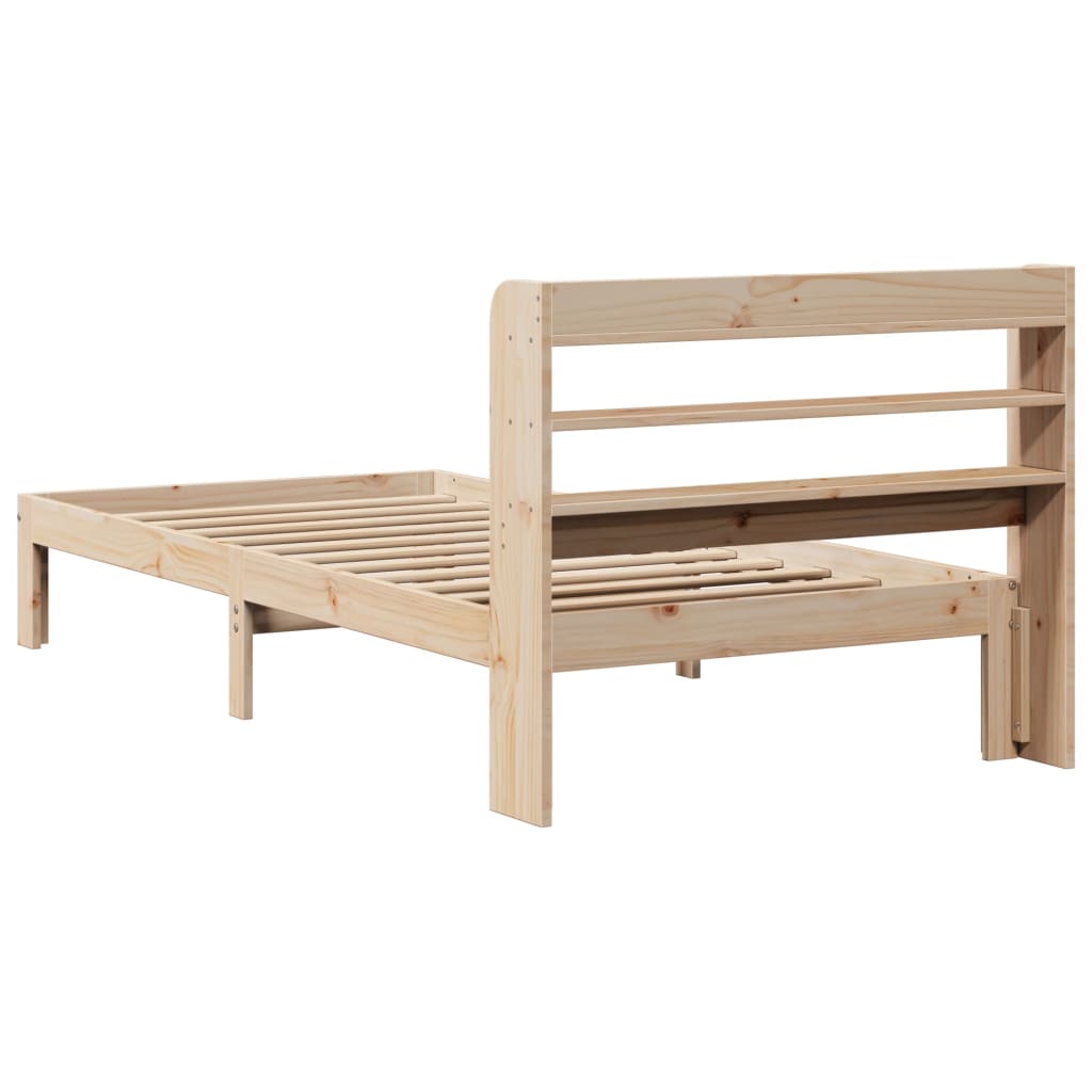 vidaXL Estructura de cama con cabecero madera maciza pino 75x190 cm