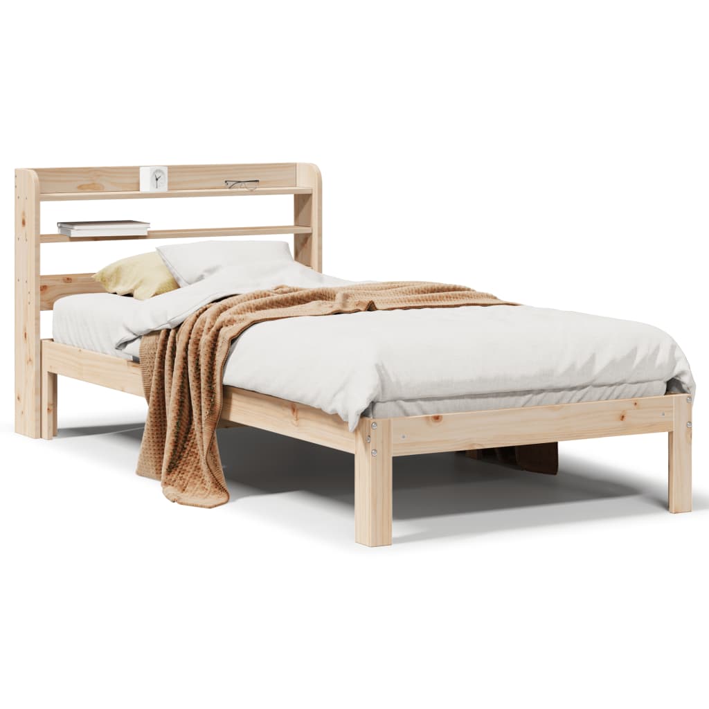 vidaXL Estructura de cama con cabecero madera maciza pino 75x190 cm