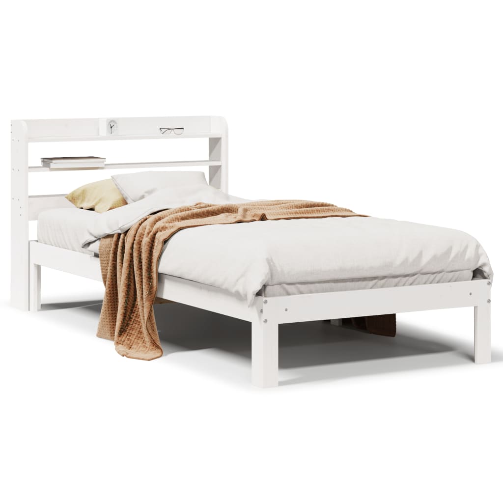 vidaXL Estructura de cama con cabecero sin colchón blanco 90x190 cm