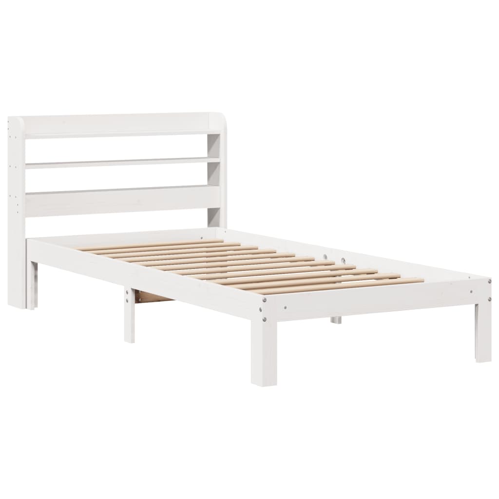 vidaXL Estructura de cama con cabecero sin colchón blanco 90x190 cm