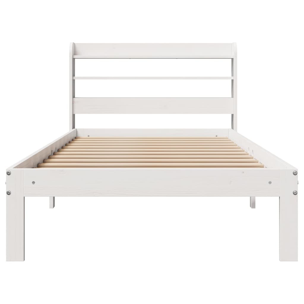 vidaXL Estructura de cama con cabecero sin colchón blanco 90x190 cm