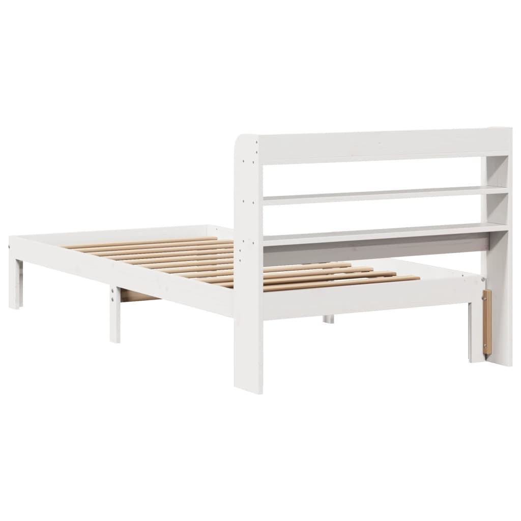 vidaXL Estructura de cama con cabecero sin colchón blanco 90x190 cm