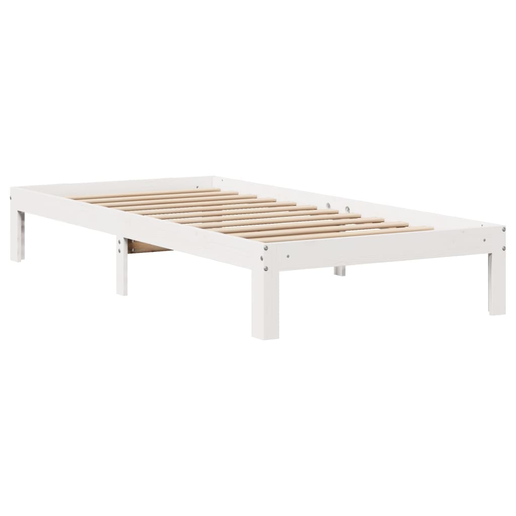 vidaXL Estructura de cama con cabecero sin colchón blanco 90x190 cm