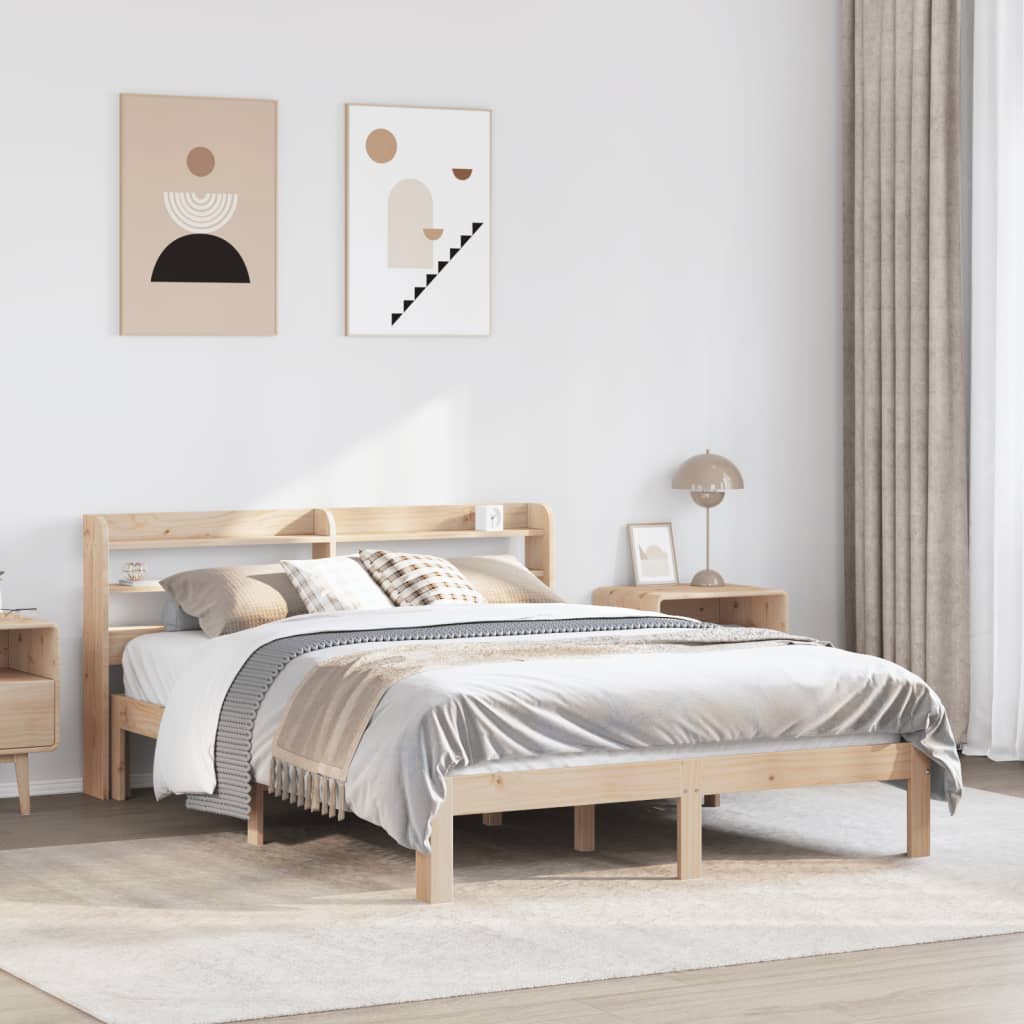 vidaXL Estructura de cama con cabecero madera maciza pino 120x190 cm