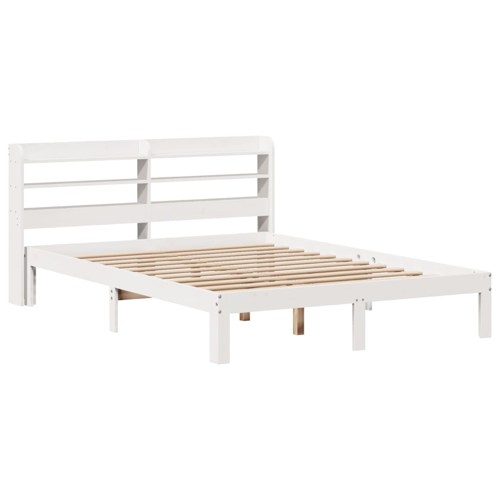 vidaXL Estructura de cama con cabecero madera pino blanco 120x190 cm