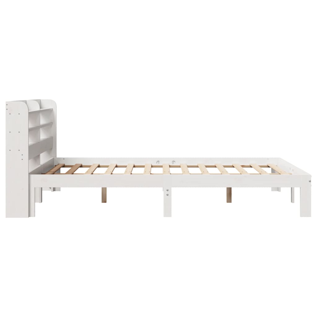 vidaXL Estructura de cama con cabecero madera pino blanco 120x190 cm