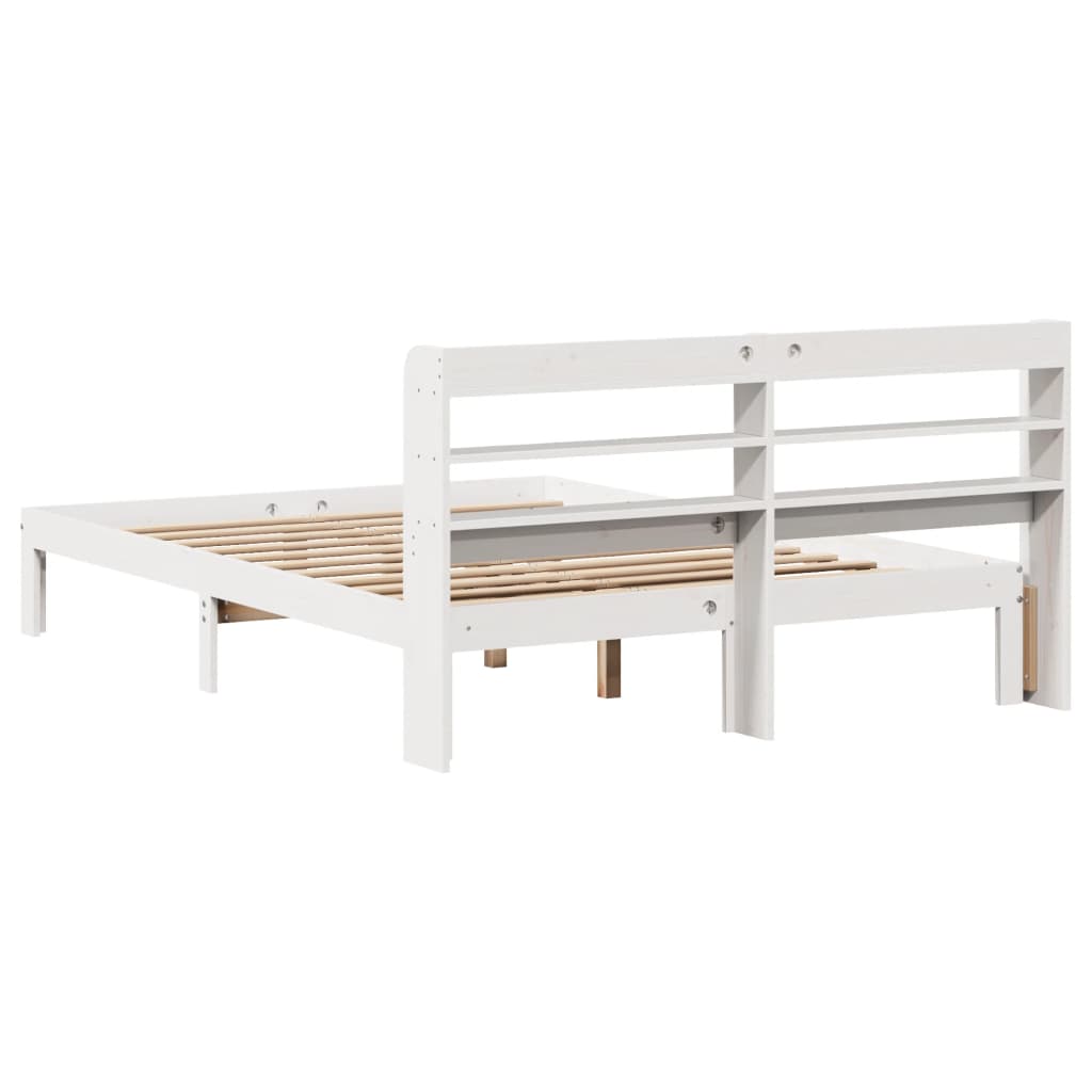 vidaXL Estructura de cama con cabecero madera pino blanco 120x190 cm