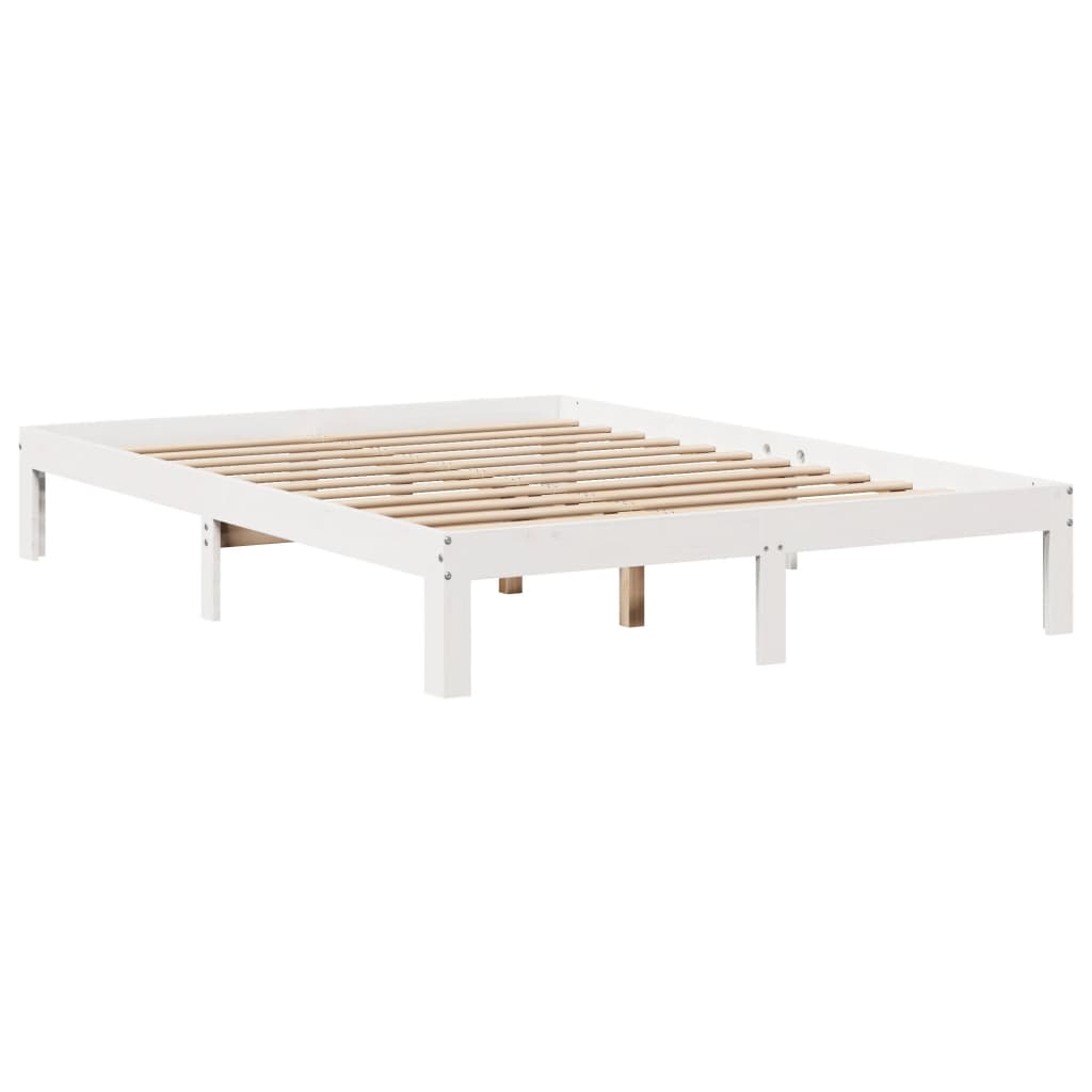 vidaXL Estructura de cama con cabecero madera pino blanco 120x190 cm