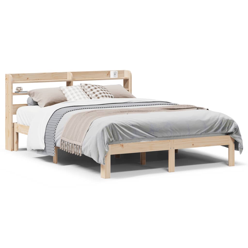 vidaXL Estructura de cama con cabecero madera maciza pino 135x190 cm