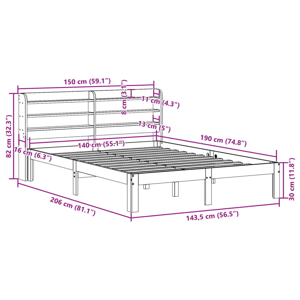 vidaXL Estructura de cama con cabecero sin colchón blanco 140x190 cm