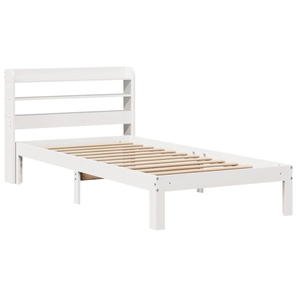 vidaXL Estructura de cama con cabecero sin colchón blanco 90x200 cm