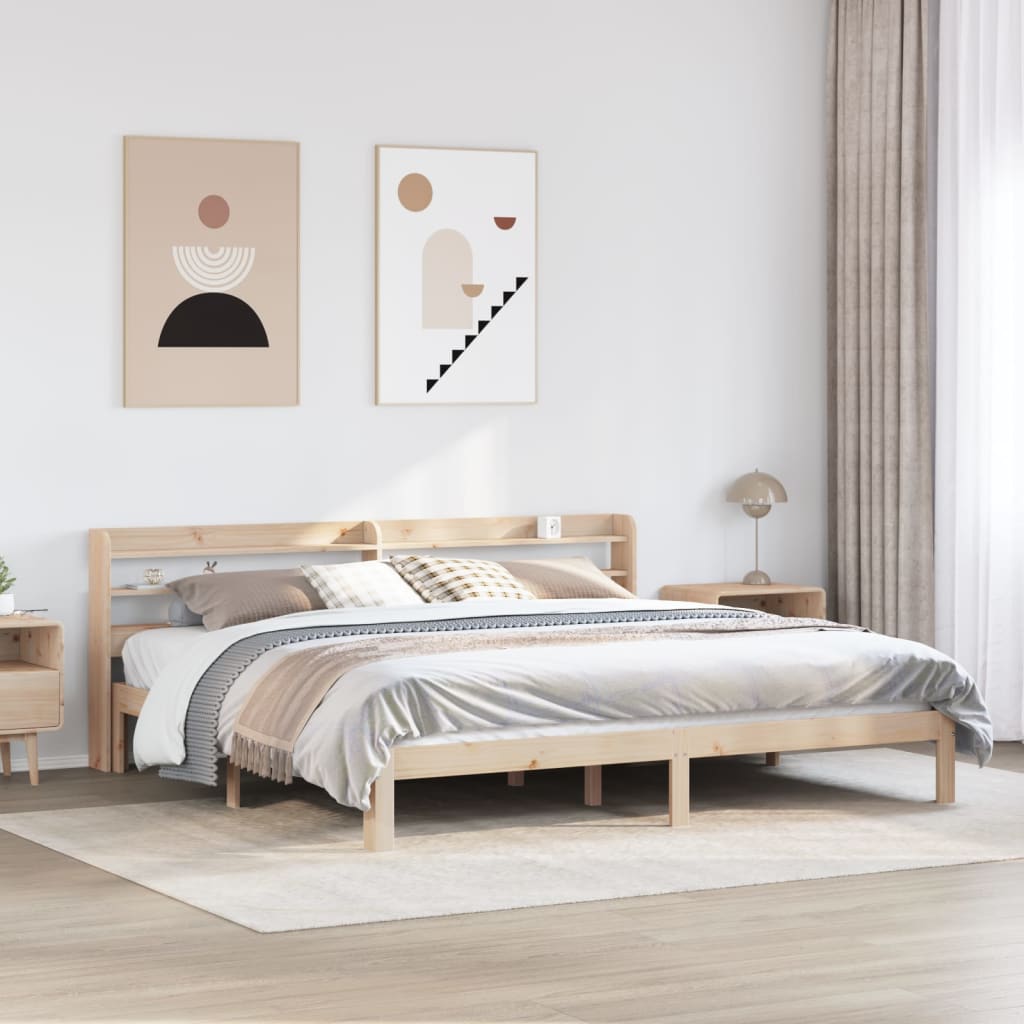 vidaXL Estructura de cama con cabecero madera maciza pino 180x200 cm