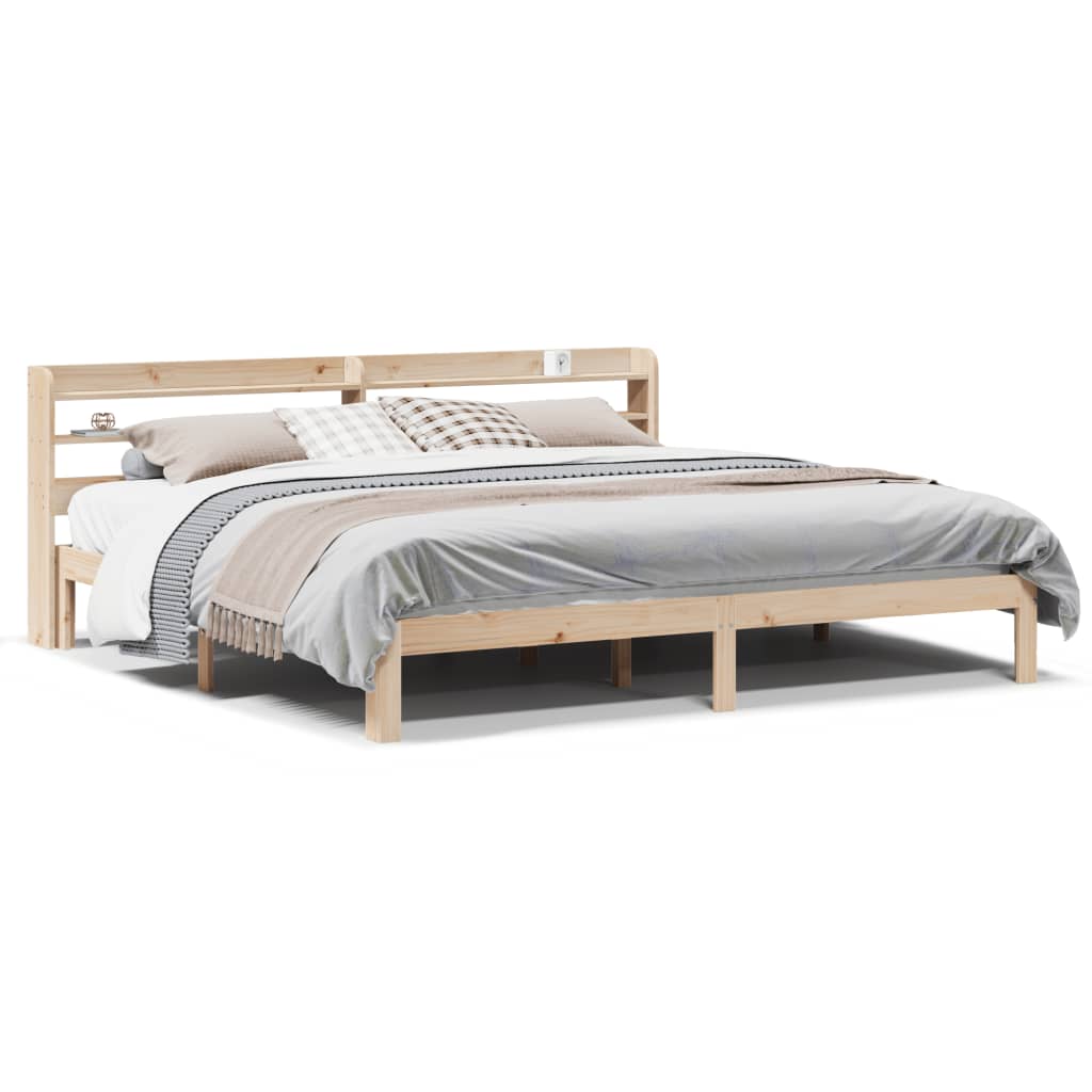 vidaXL Estructura de cama con cabecero madera maciza pino 180x200 cm