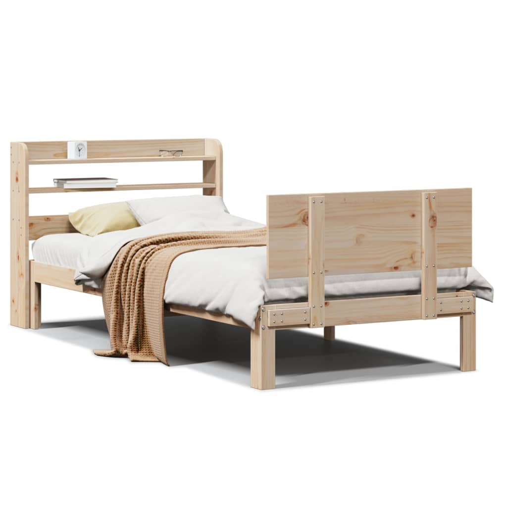 vidaXL Estructura de cama con cabecero madera maciza pino 75x190 cm