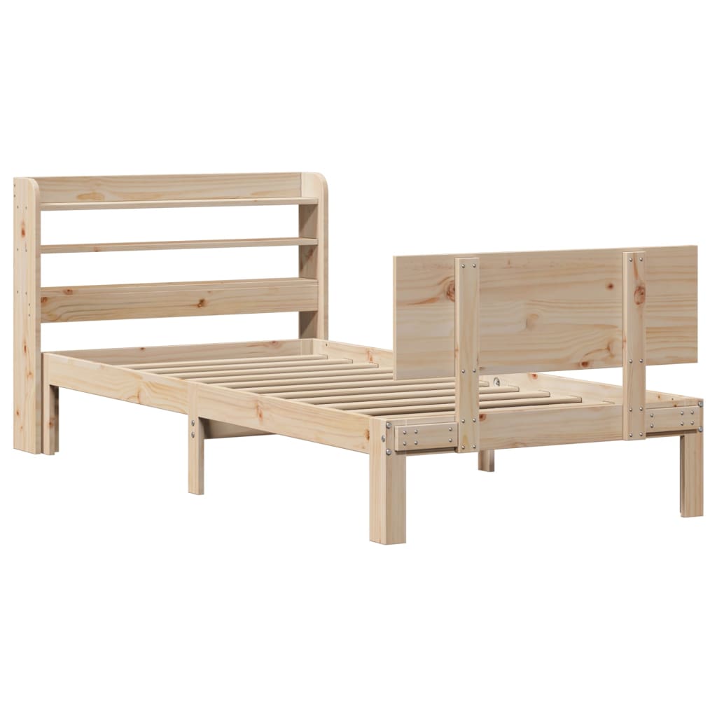 vidaXL Estructura de cama con cabecero madera maciza pino 75x190 cm