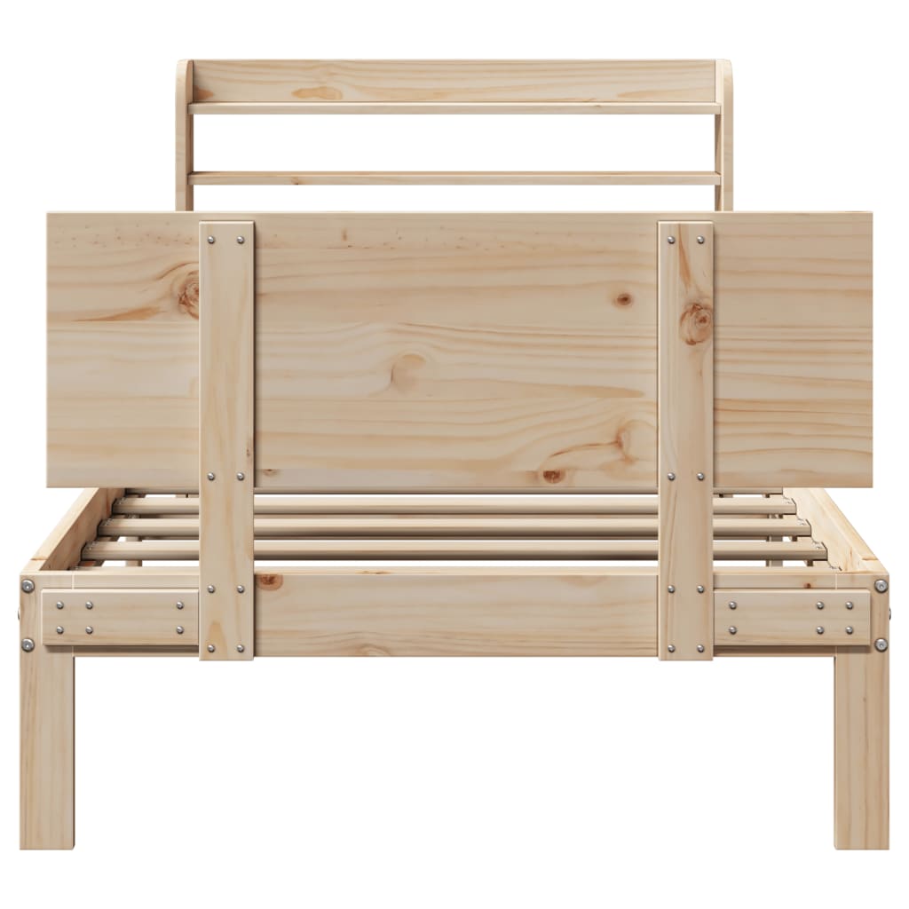 vidaXL Estructura de cama con cabecero madera maciza pino 75x190 cm