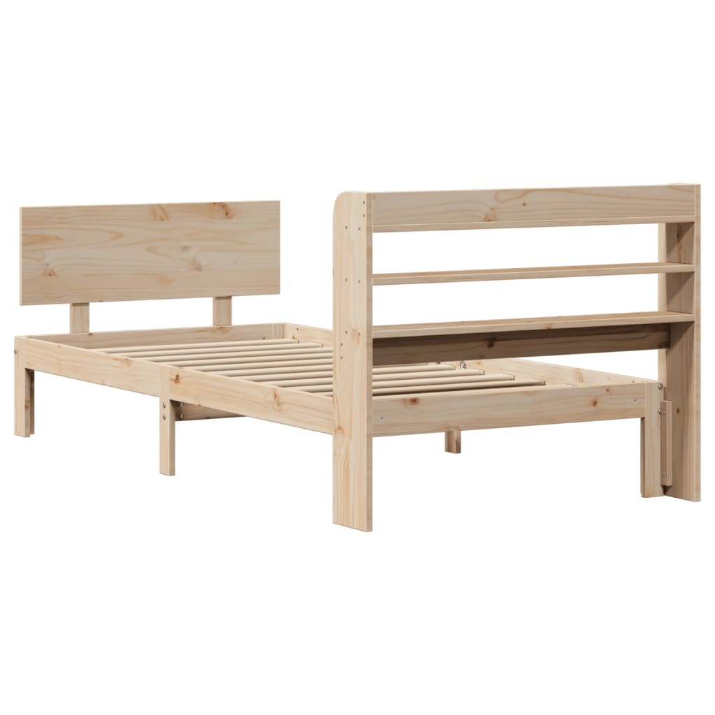 vidaXL Estructura de cama con cabecero madera maciza pino 75x190 cm