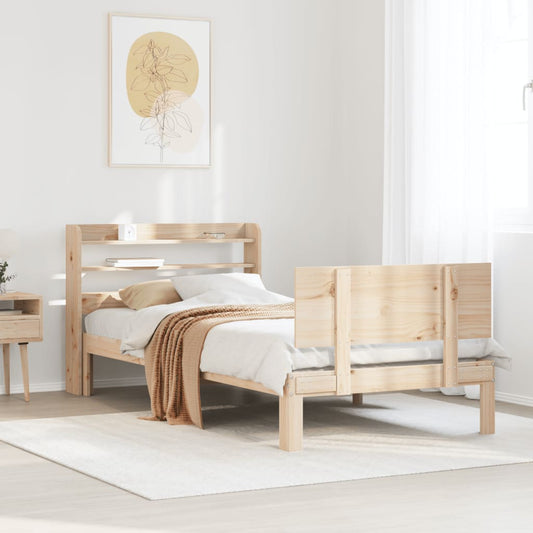 vidaXL Estructura de cama con cabecero madera maciza pino 75x190 cm