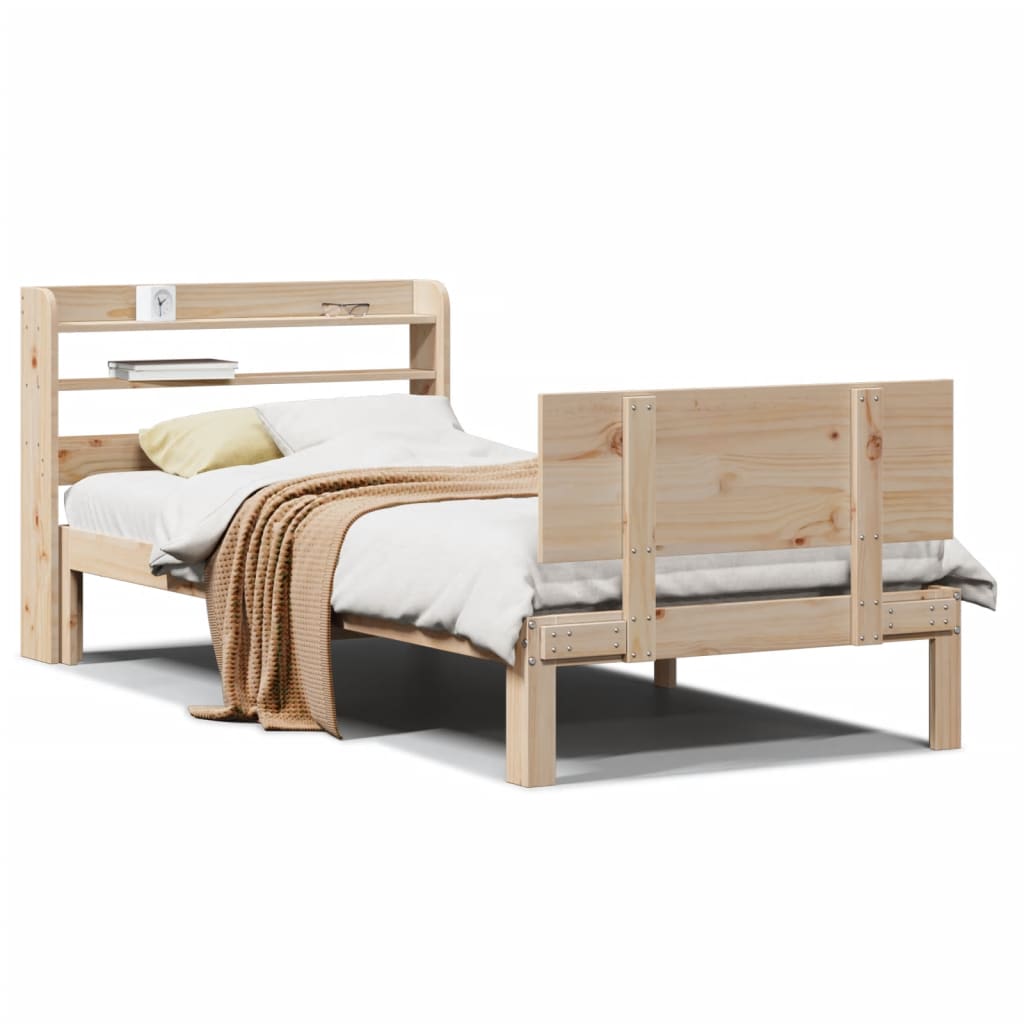 vidaXL Estructura de cama con cabecero madera maciza pino 90x190 cm